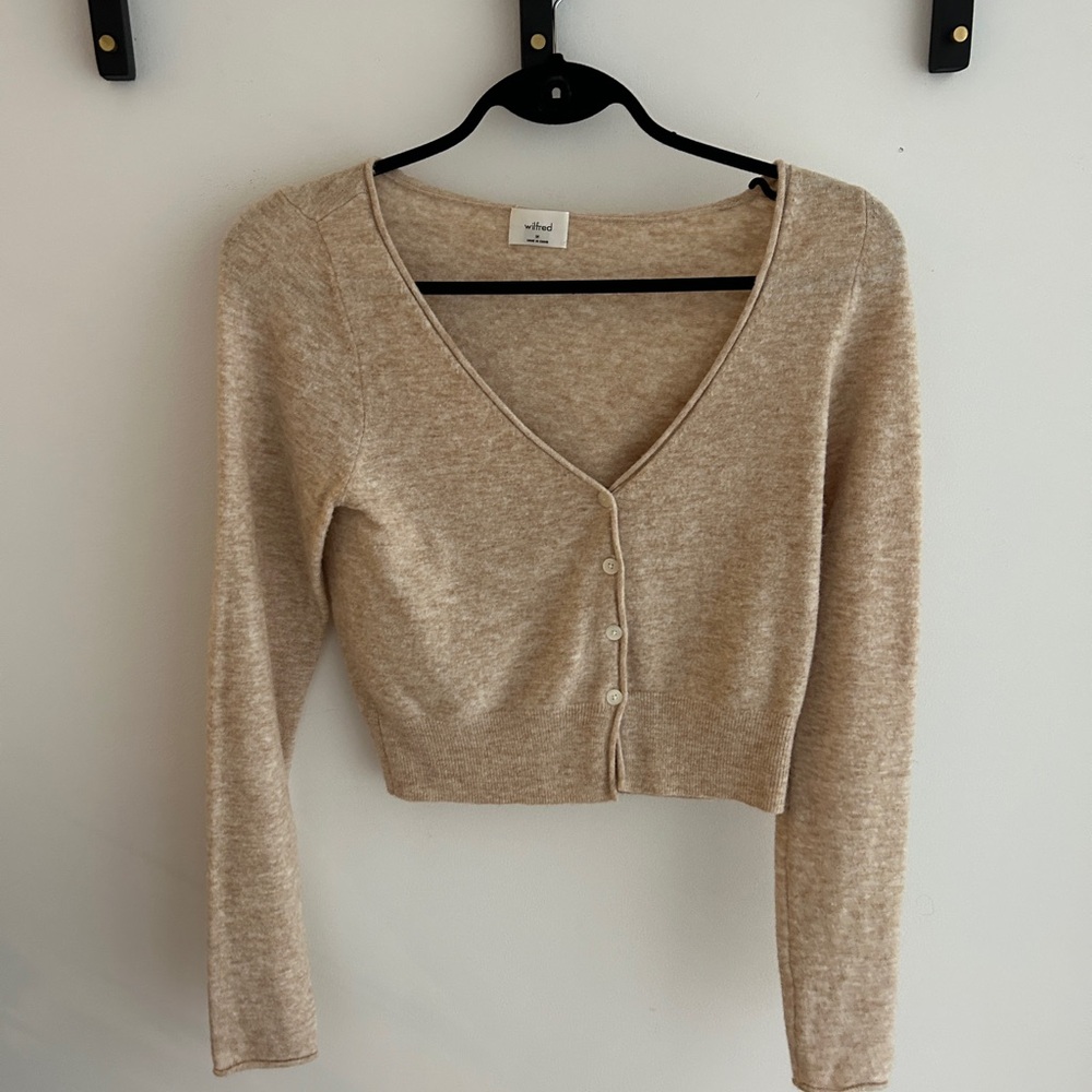 Aritzia Wilfred Santorini Cardigan In Heather Light Oatmeal